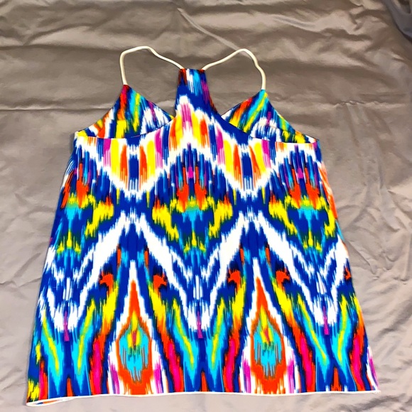 Karlie Spaghetti strap racerback top NWOT never worn Sz M, multi colors. - Picture 5 of 8